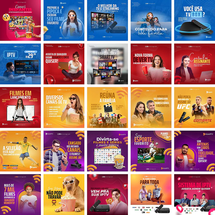 Pack Canva IPTV TV Assinatura Templates Editáveis 60 Artes + Bônus 2