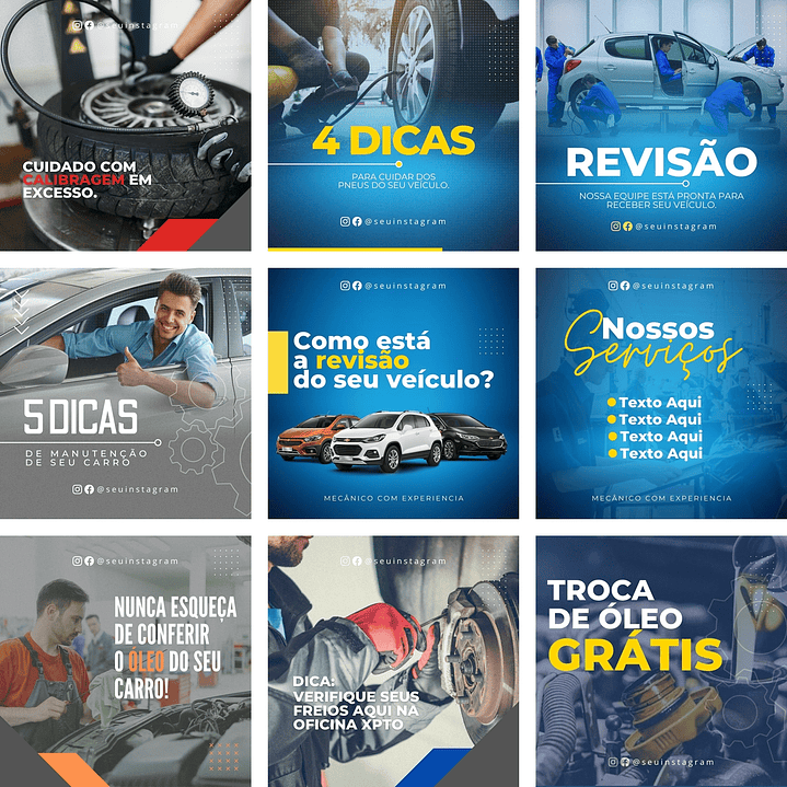 Pack Canva Oficina Mecânica Mecânico Templates Editáveis 40 Artes + Bônus 3