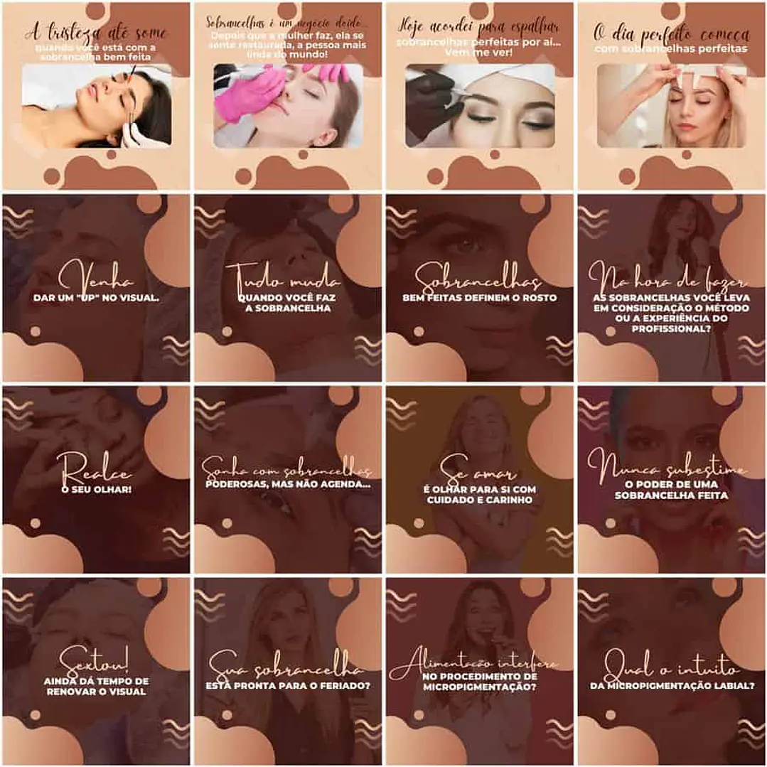 Pack Canva Micropigmentação Templates Editáveis 200 Artes + Legendas 8