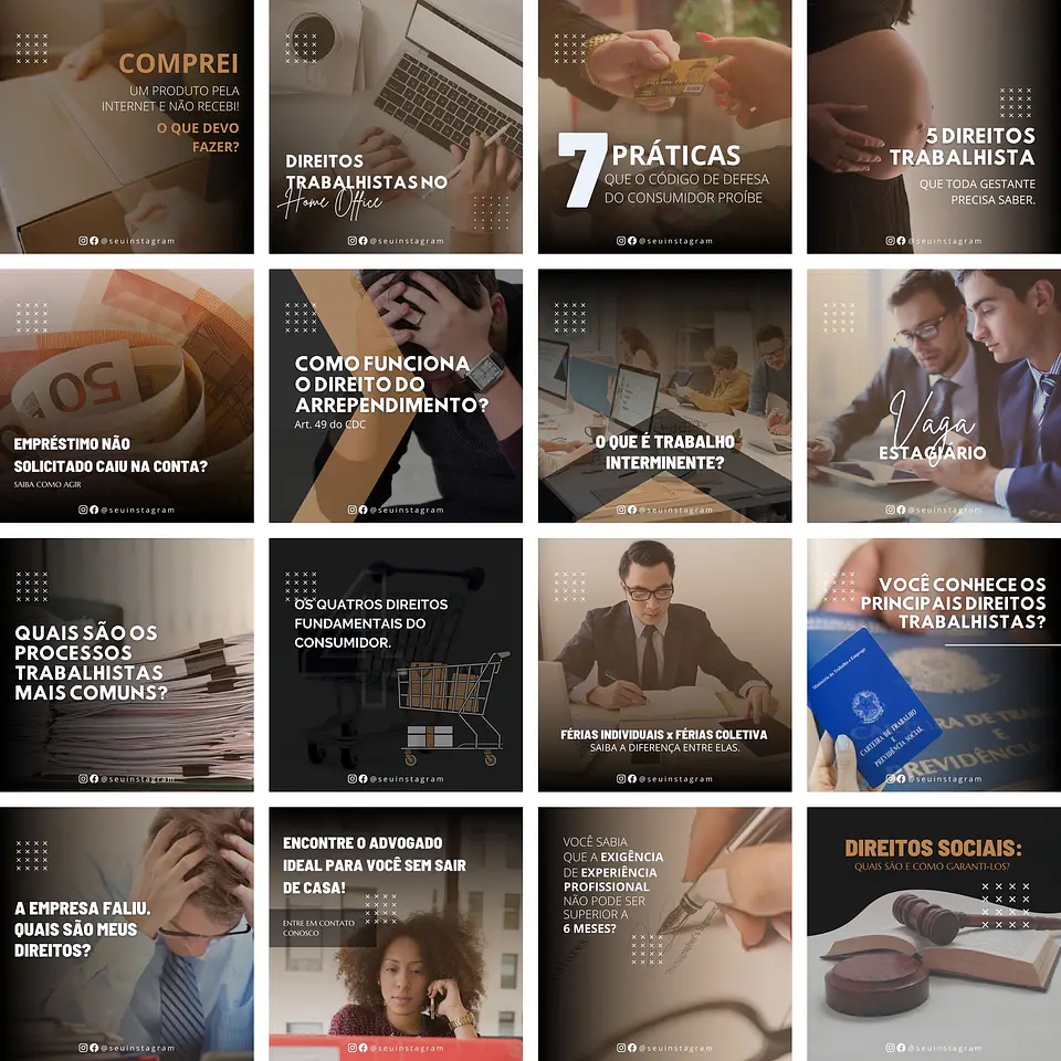 Pack Canva Advogados Templates Editáveis 40 Artes + Bônus 1