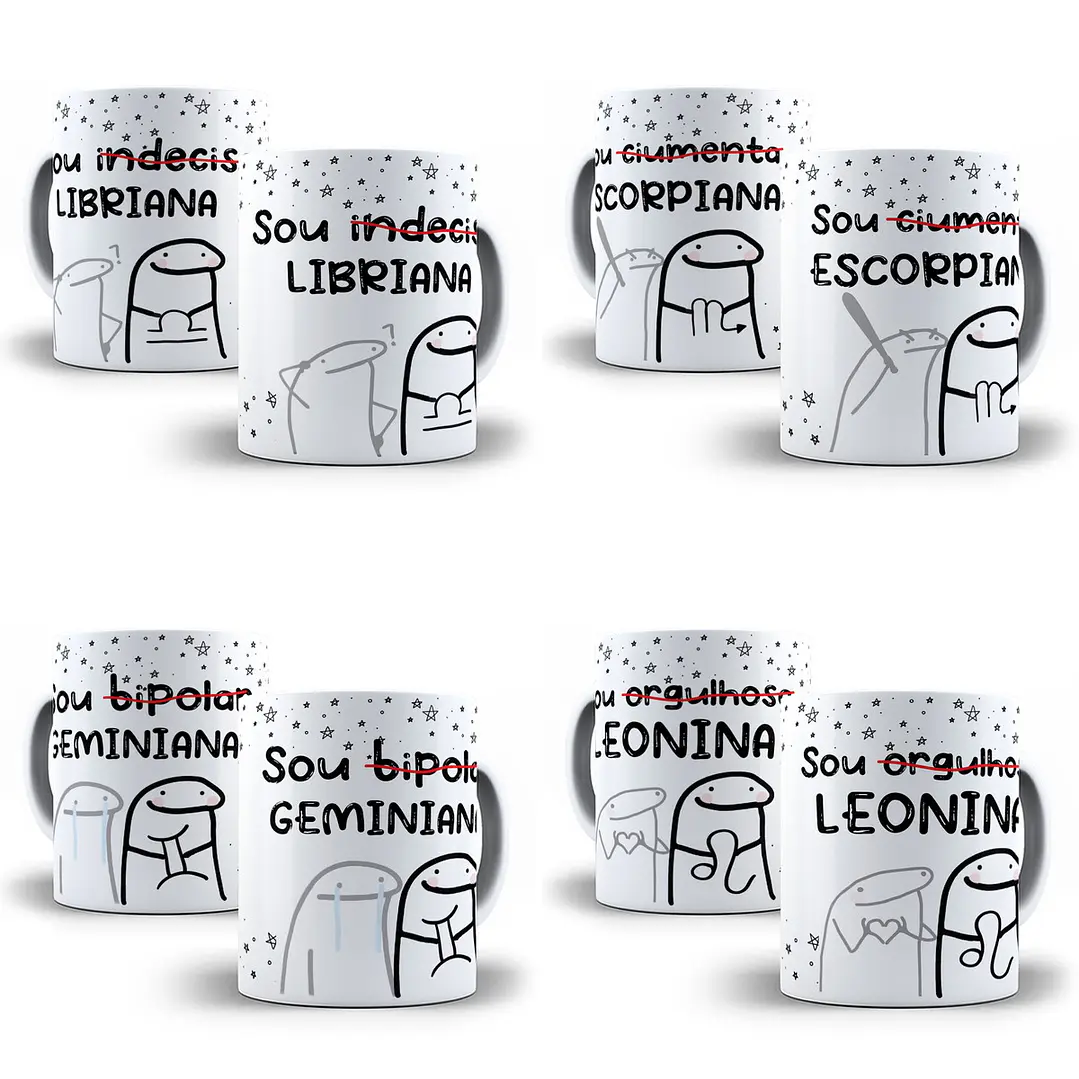 12 Artes Caneca Flork Signos Editável em Corel Draw + Png 1