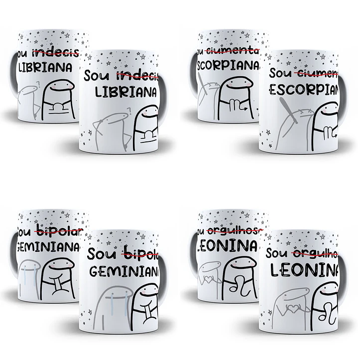 12 Artes Caneca Flork Signos Editável em Corel Draw + Png 1