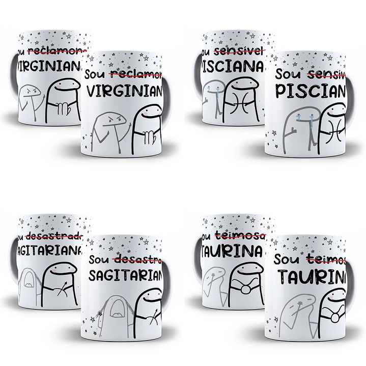 12 Artes Caneca Flork Signos Editável em Corel Draw + Png 2