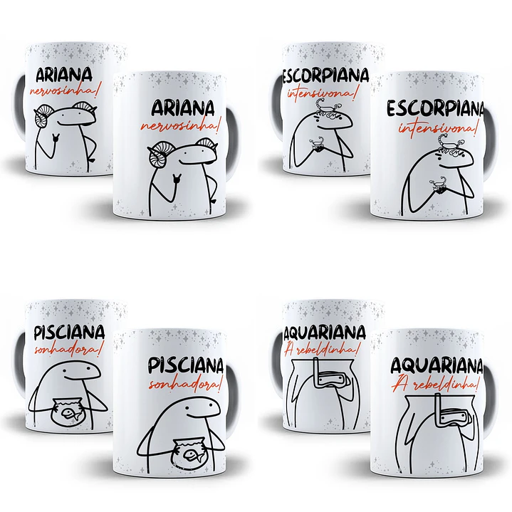 12 Artes Caneca Flork Signos 2.0 Arquivos Sublimação Jpge 1