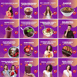 Pack Canva Açaí Templates Editáveis 200 Artes + Legendas