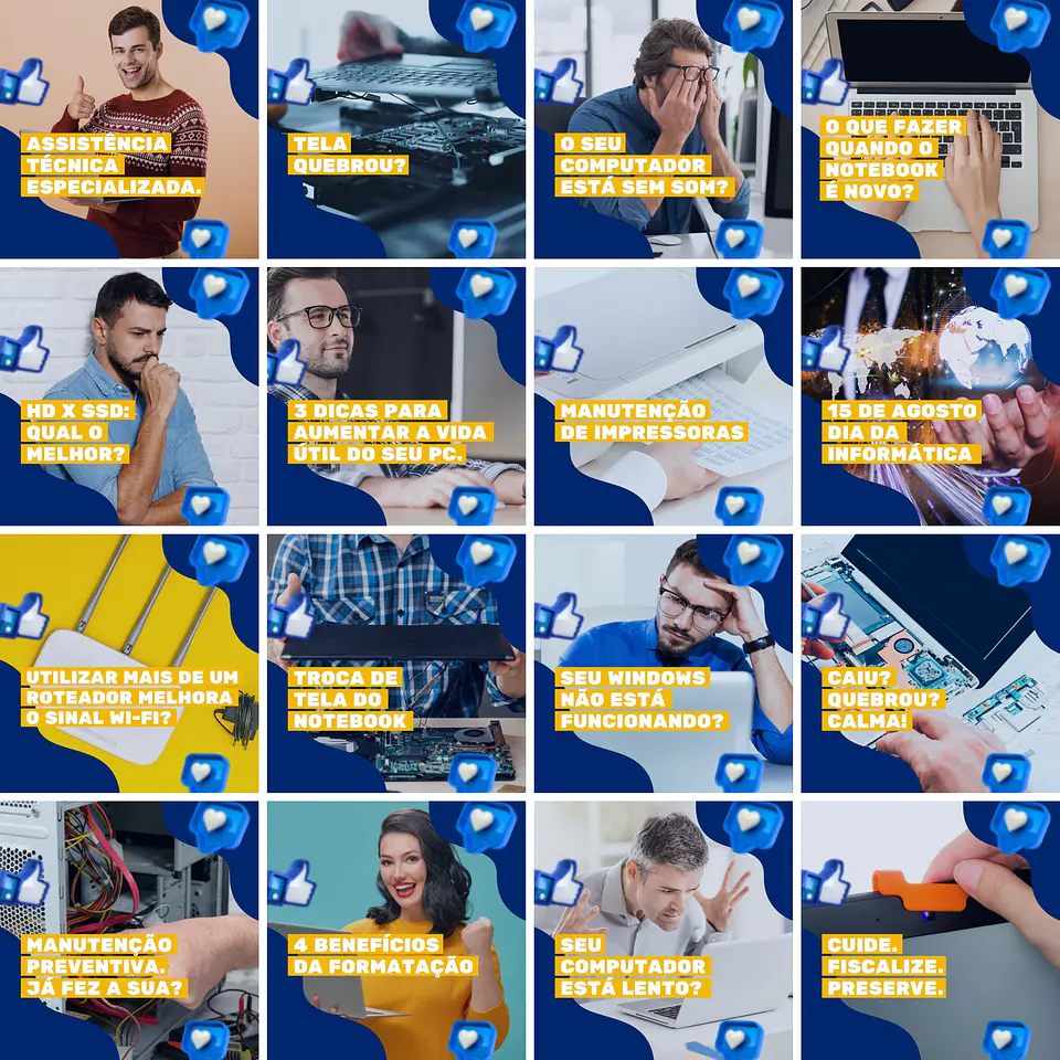 Pack Canva Manutenção de Computadores Templates Editáveis 200 Artes + Legendas 2