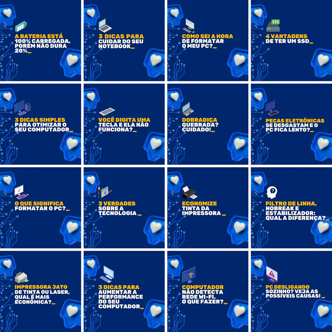 Pack Canva Manutenção de Computadores Templates Editáveis 200 Artes + Legendas 4