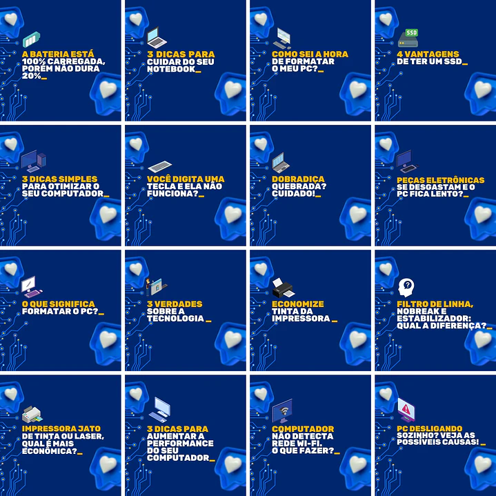 Pack Canva Manutenção de Computadores Templates Editáveis 200 Artes + Legendas 4
