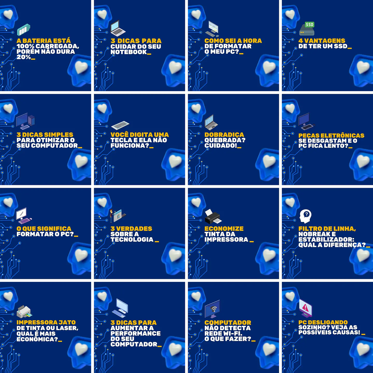Pack Canva Manutenção de Computadores Templates Editáveis 200 Artes + Legendas 4
