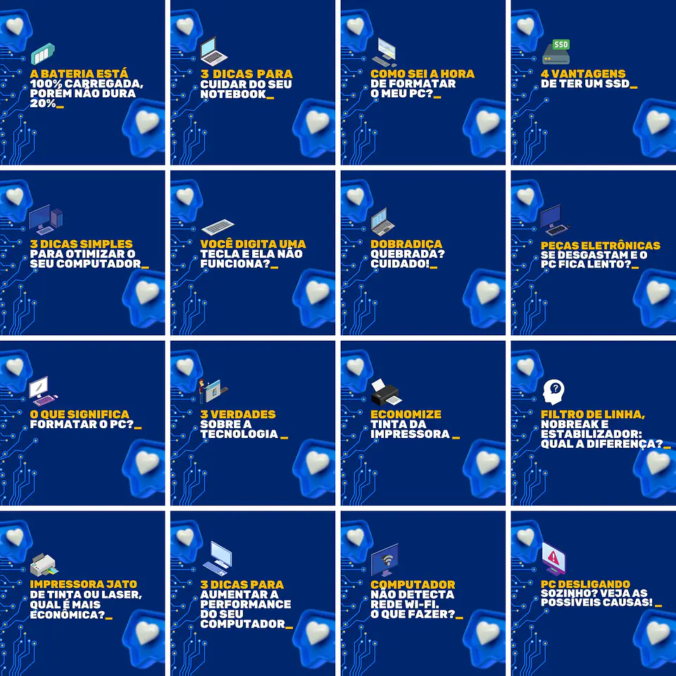 Pack Canva Manutenção de Computadores Templates Editáveis 200 Artes + Legendas 4