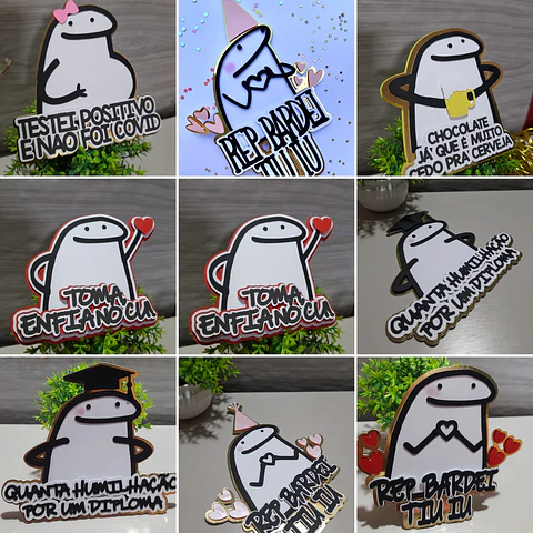 Kit 16 Arquivos Topper Topo De Bolo Bento Flork Memes Studio