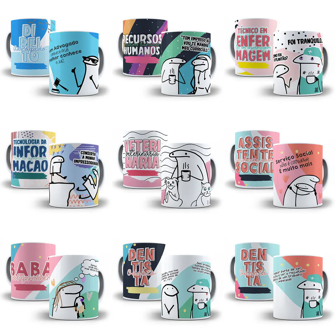 50 Artes Caneca Flork Profissões Arquivos Sublimação Jpge 2