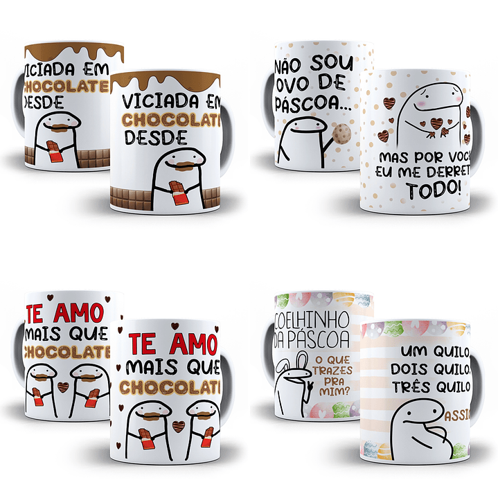 12 Artes Caneca Flork Páscoa Editável Corel Draw + Png 3