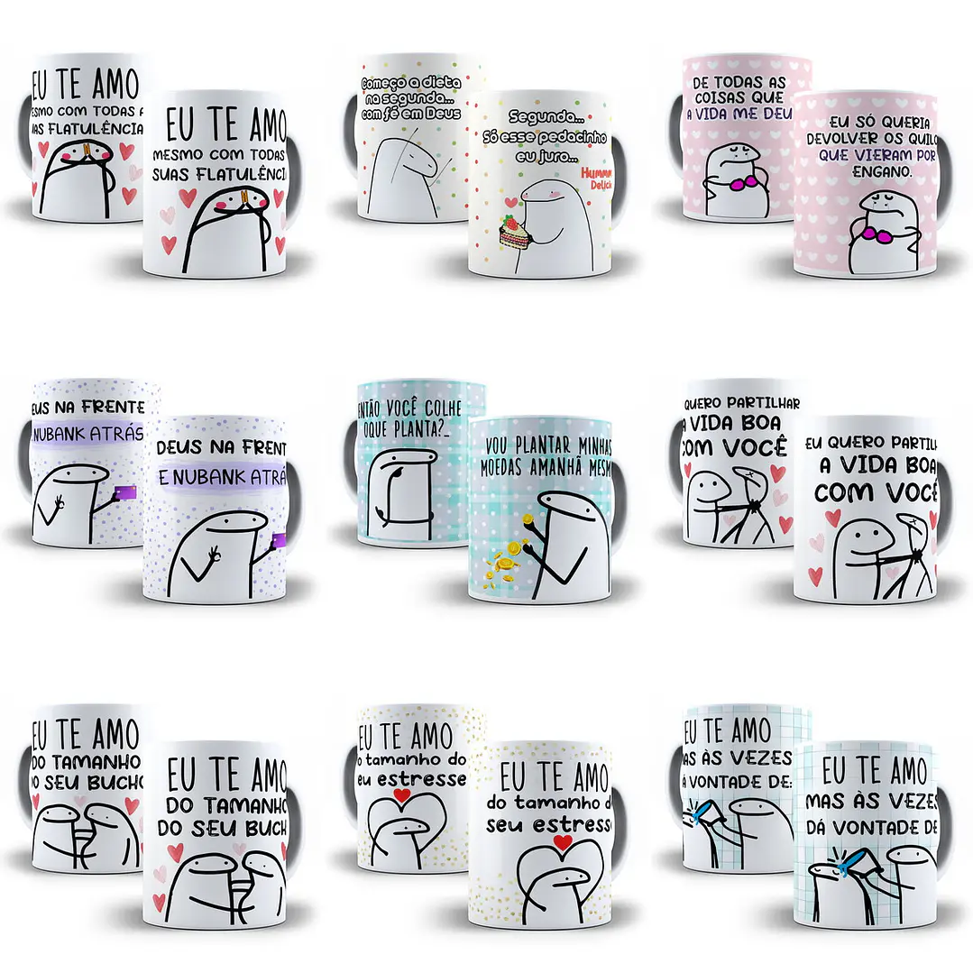 30 Artes Caneca Flork Memes Editável em Corel Draw + Png 1