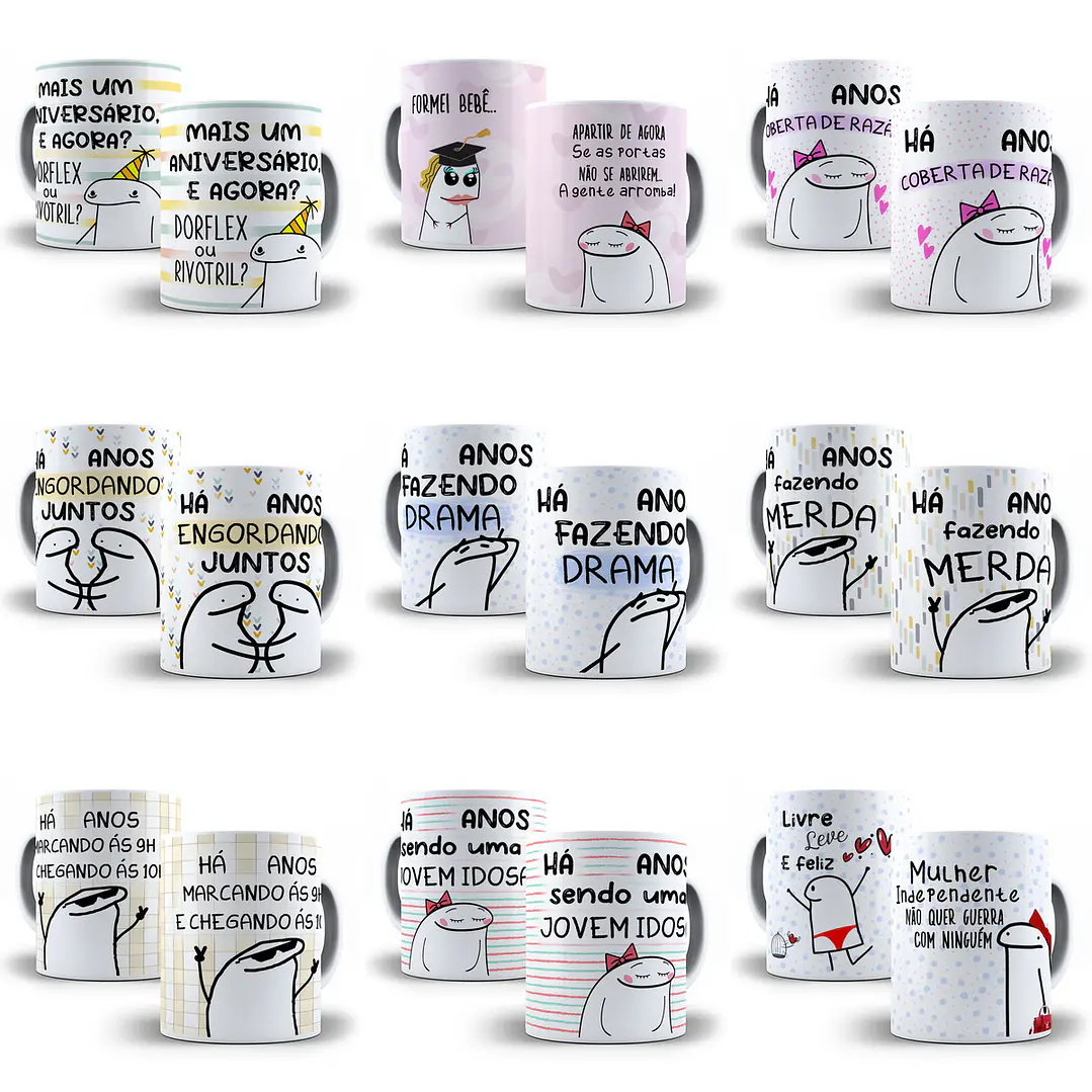 30 Artes Caneca Flork Memes Editável em Corel Draw + Png 2