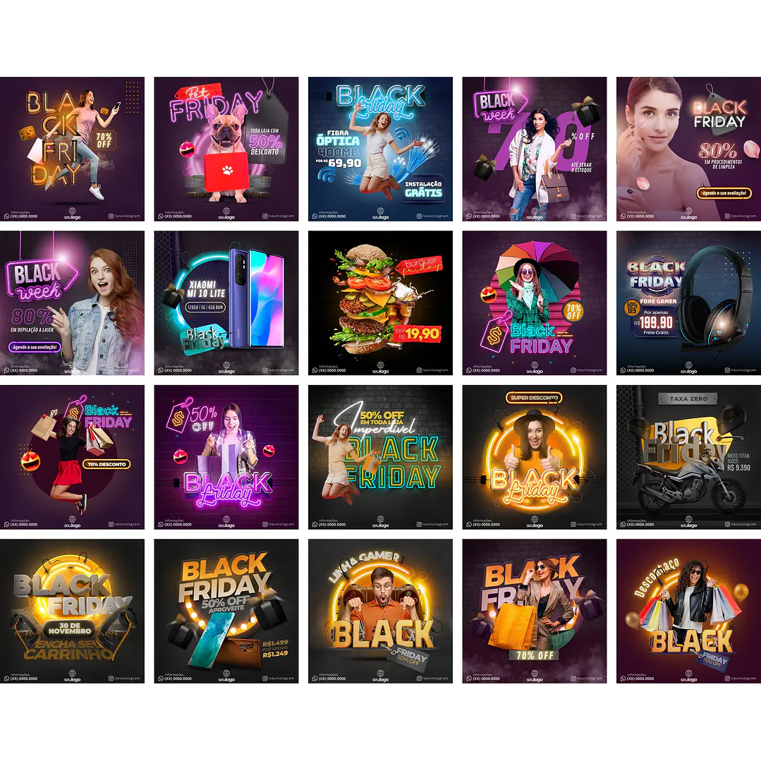 Pack Canva Black Friday Ofertas 3.0 Templates Editáveis 20 Artes + Bônus 1
