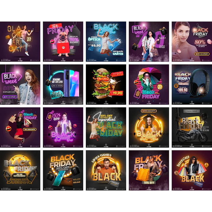 Pack Canva Black Friday Ofertas 3.0 Templates Editáveis 20 Artes + Bônus 1