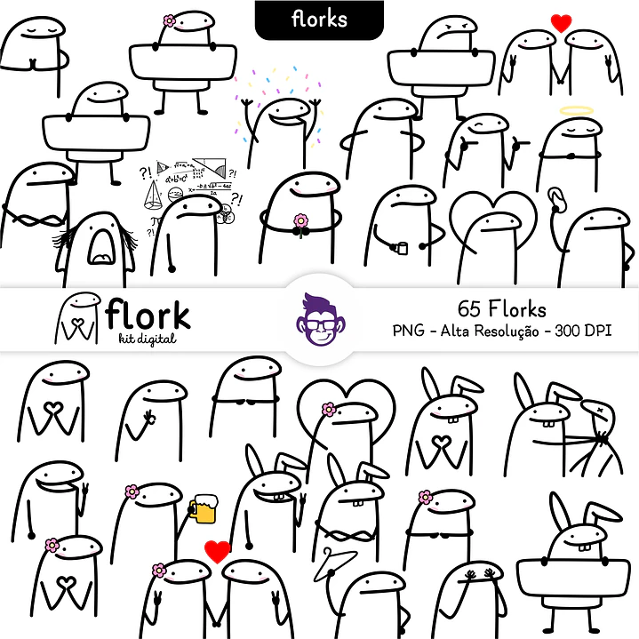 Kit Digital Flork Bento Memes sem fundo 519 Arquivos Png 2