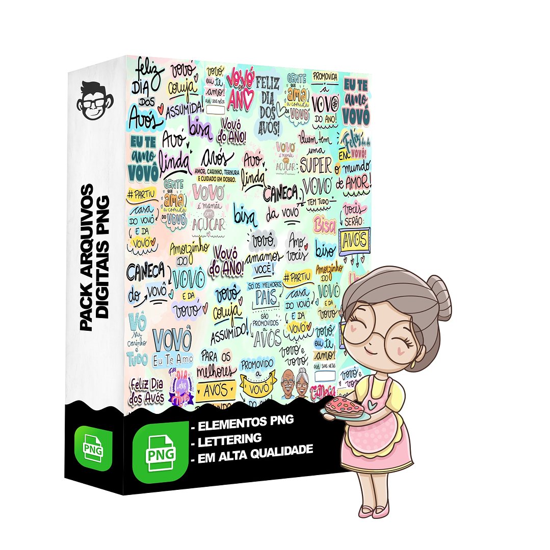 Kit Digital Lettering Frases Avos Avós Avô Avó Arquivos sem fundo Png 1