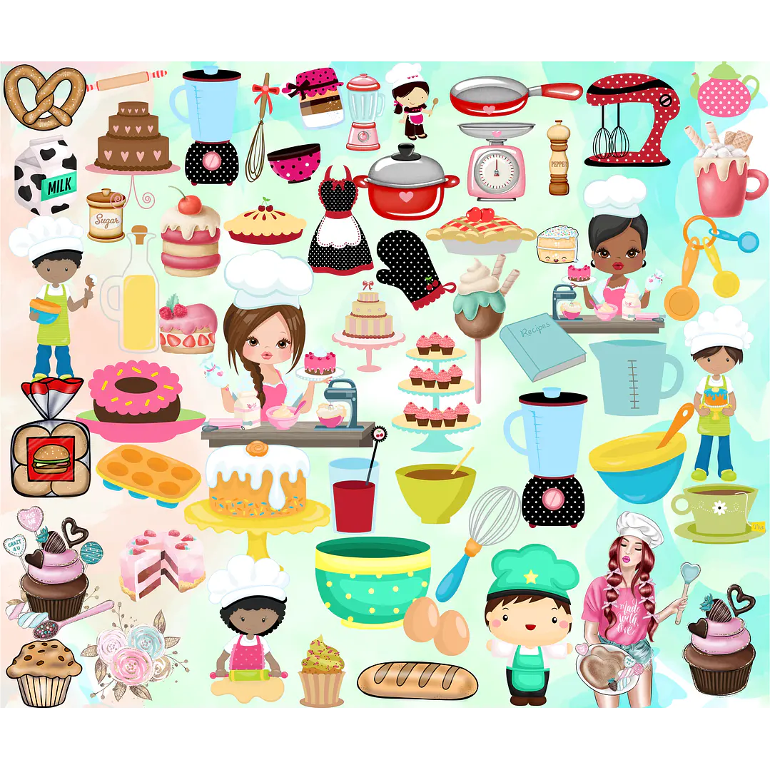 Kit Digital Lettering Frases Confeitaria Cozinheira Arquivos sem fundo Png 2