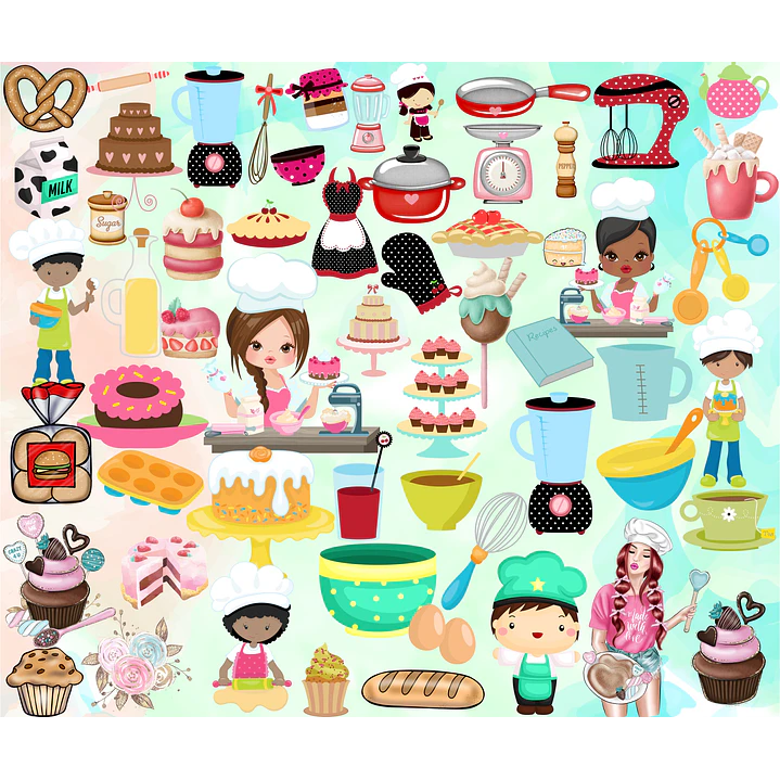 Kit Digital Lettering Frases Confeitaria Cozinheira Arquivos sem fundo Png 2