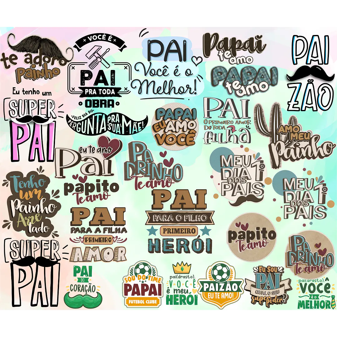 Kit Digital Lettering Frases Dia dos Pais Arquivos sem fundo Png 2