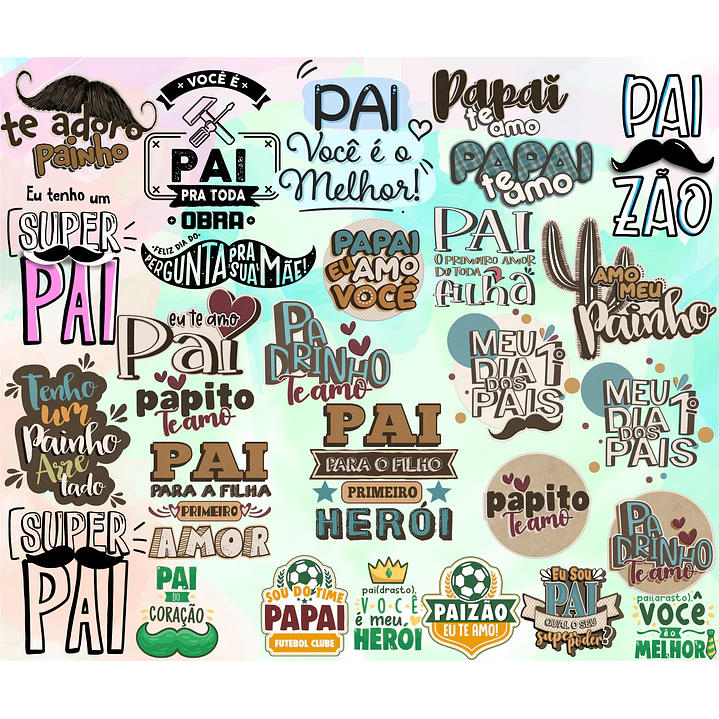 Kit Digital Lettering Frases Dia dos Pais Arquivos sem fundo Png 2