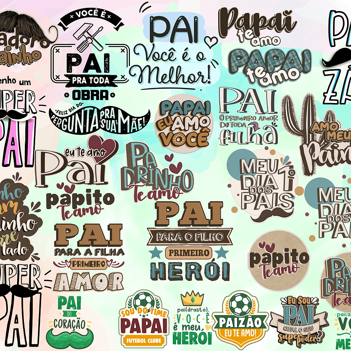 Kit Digital Lettering Frases Dia dos Pais Arquivos sem fundo Png 2