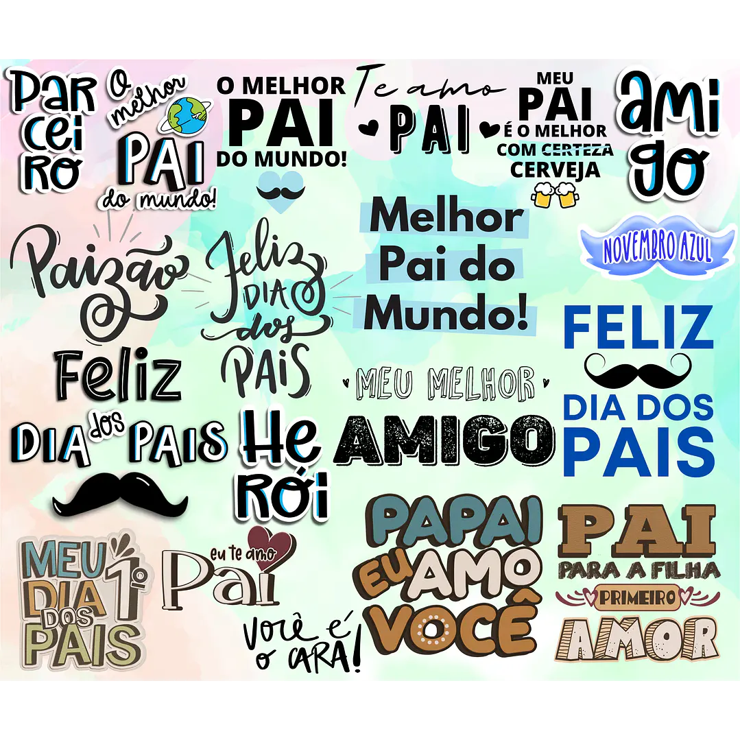Kit Digital Lettering Frases Dia dos Pais Arquivos sem fundo Png 4