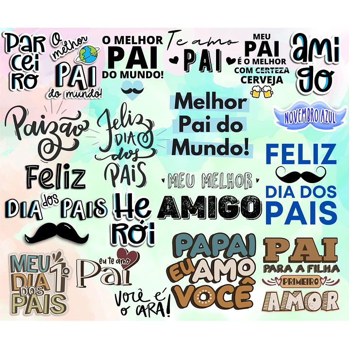 Kit Digital Lettering Frases Dia dos Pais Arquivos sem fundo Png 4