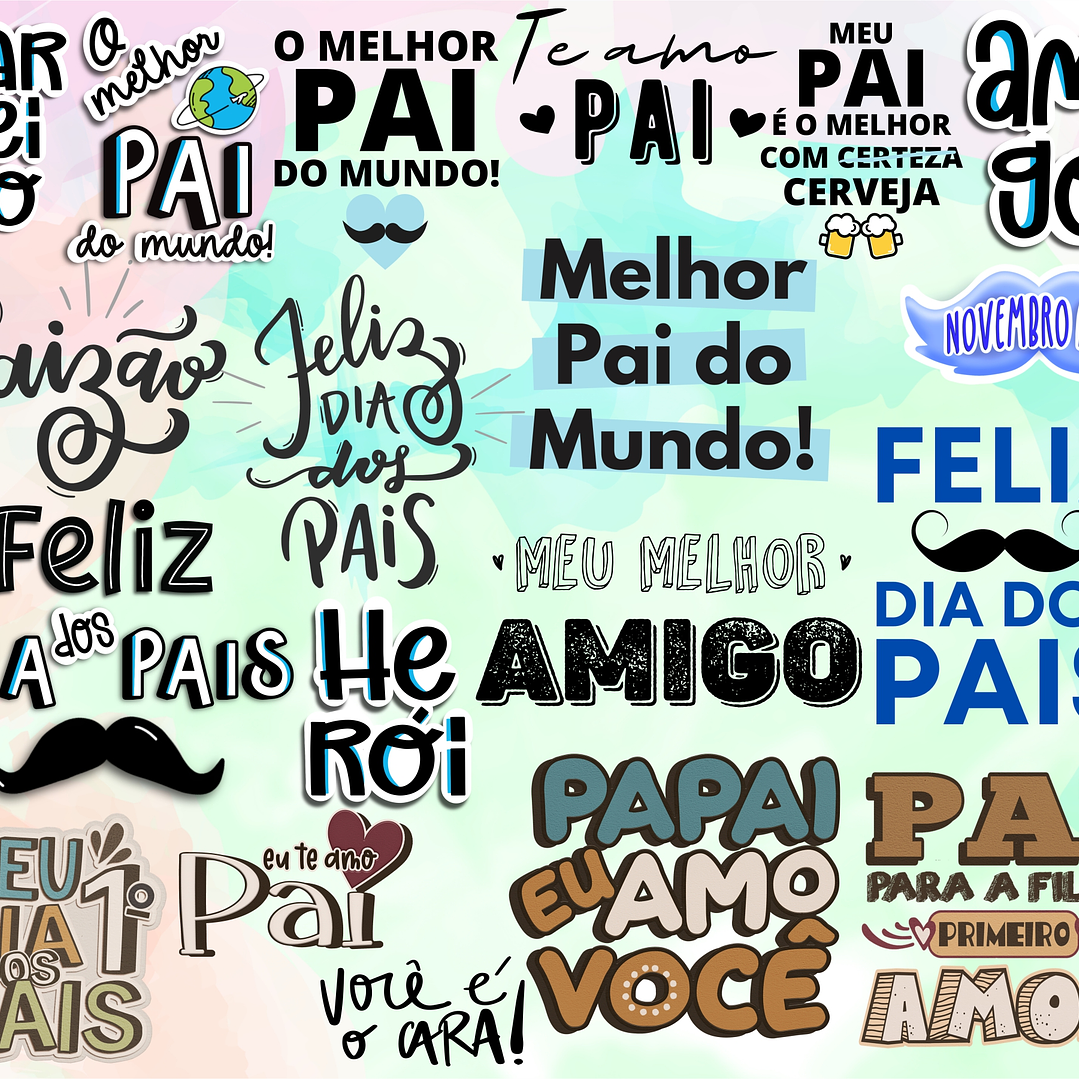 Kit Digital Lettering Frases Dia dos Pais Arquivos sem fundo Png 4