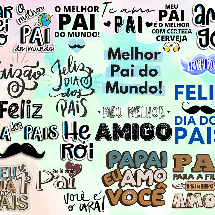 Kit Digital Lettering Frases Dia dos Pais Arquivos sem fundo Png 4