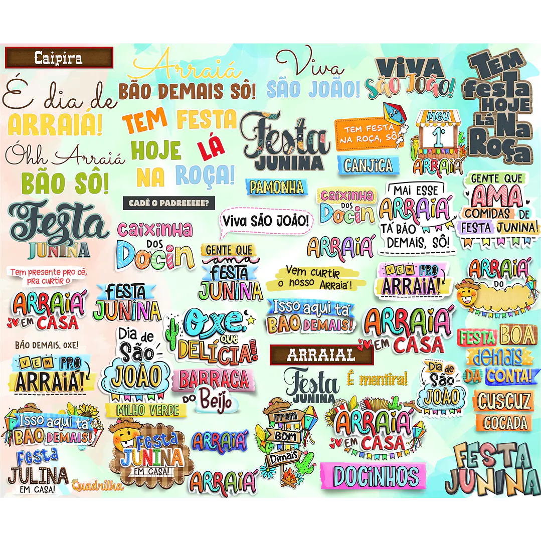 Kit Digital Lettering Frases Festa Junina Arquivos sem fundo Png 2