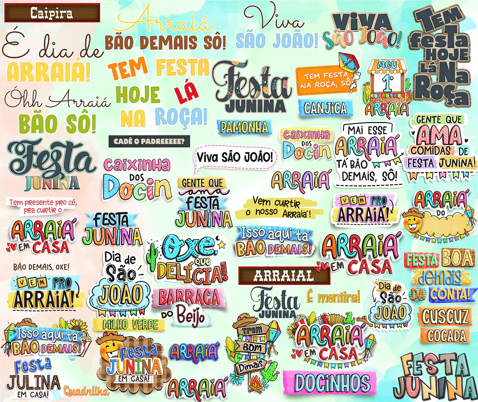 Kit Digital Lettering Frases Festa Junina Arquivos sem fundo Png 2
