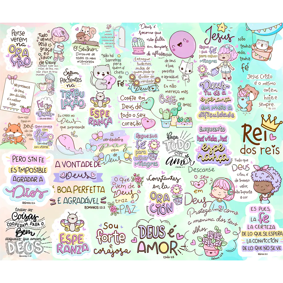 Kit Digital Lettering Frases Gospel Fé Evangelico Jesus Arquivos sem fundo Png 4
