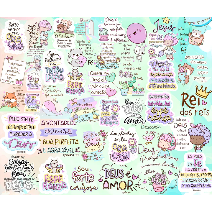 Kit Digital Lettering Frases Gospel Fé Evangelico Jesus Arquivos sem fundo Png 4
