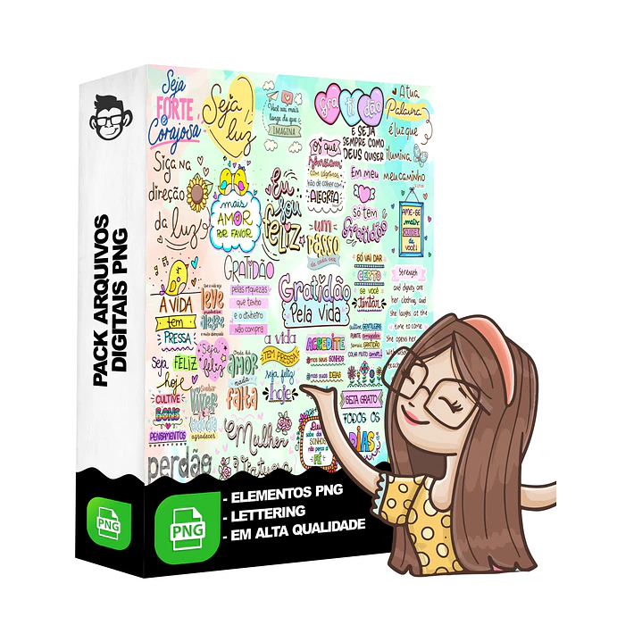 Kit Digital Lettering Frases Motivacional Incentivo Gratidão Arquivos sem fundo Png 1