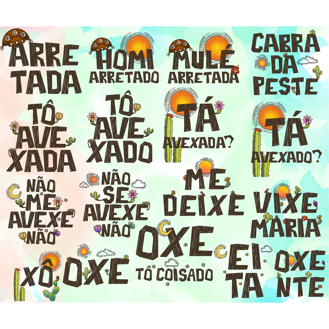 Kit Digital Lettering Frases Nordestino Nordeste Arquivos sem fundo Png 2