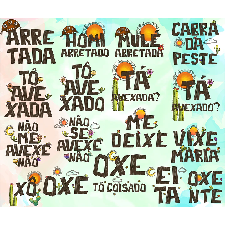 Kit Digital Lettering Frases Nordestino Nordeste Arquivos sem fundo Png 2
