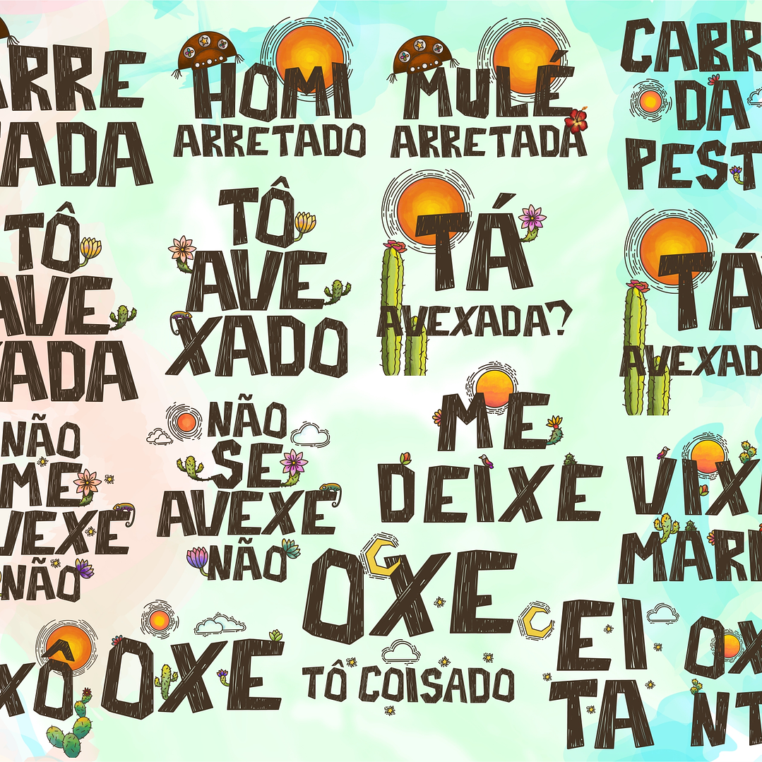 Kit Digital Lettering Frases Nordestino Nordeste Arquivos sem fundo Png 2