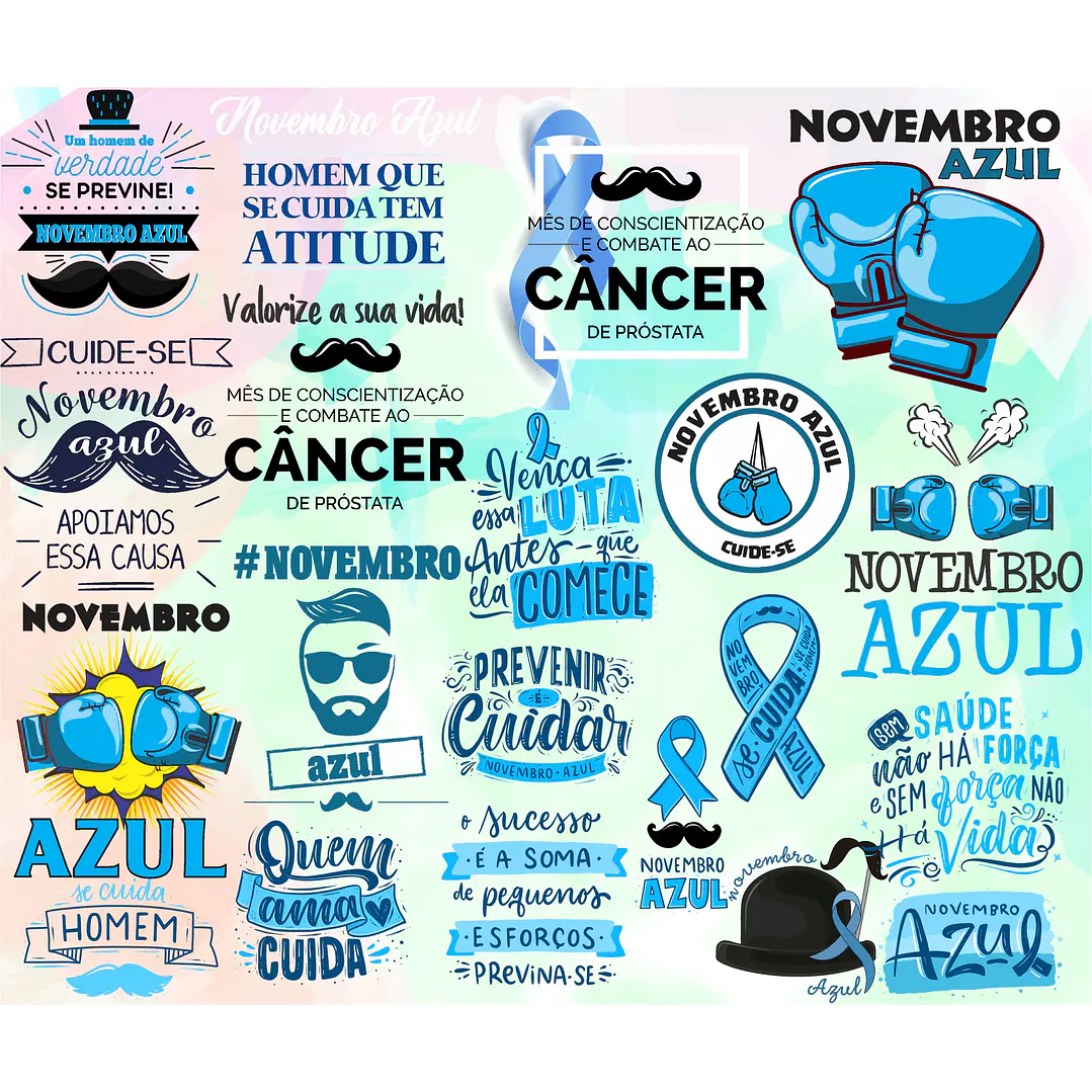 Kit Digital Lettering Frases Novembro Azul Arquivos sem fundo Png 1