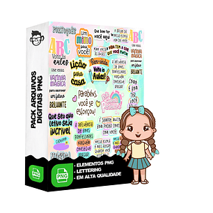 Kit Digital Lettering Frases Volta às Aulas Arquivos sem fundo Png