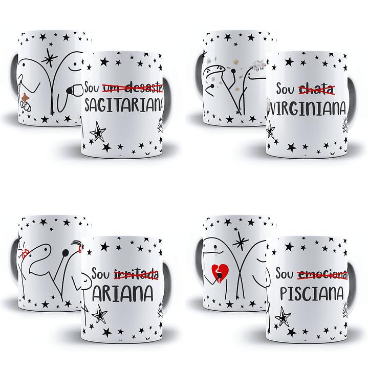 12 Artes para Caneca Flork Signos Feminino Editável em Corel Draw + Png 2