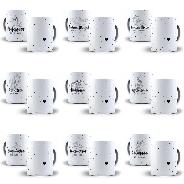 25 Artes para Caneca Profissões Minimalistas Editável em Photoshop + Png 1