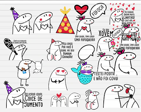 Kit Digital Flork Bento Memes Letrinhas 2 sem fundo Arquivos Png