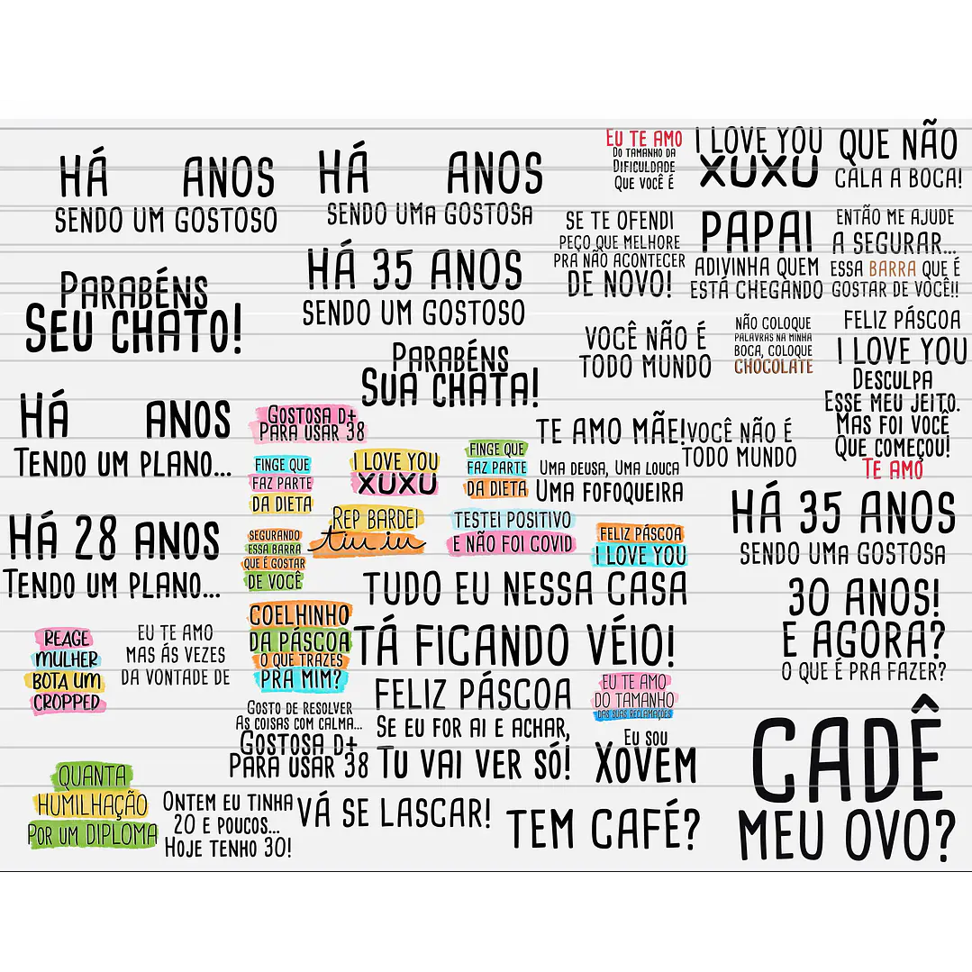 Kit Digital Flork Bento Memes Letrinhas 2 sem fundo Arquivos Png 5