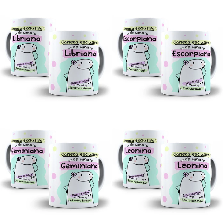 12 Artes Caneca Flork Signos 3.0 Arquivos Sublimação Jpeg 1