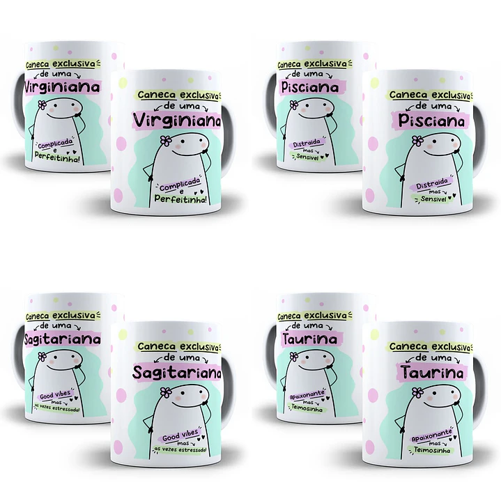 12 Artes Caneca Flork Signos 3.0 Arquivos Sublimação Jpeg 2