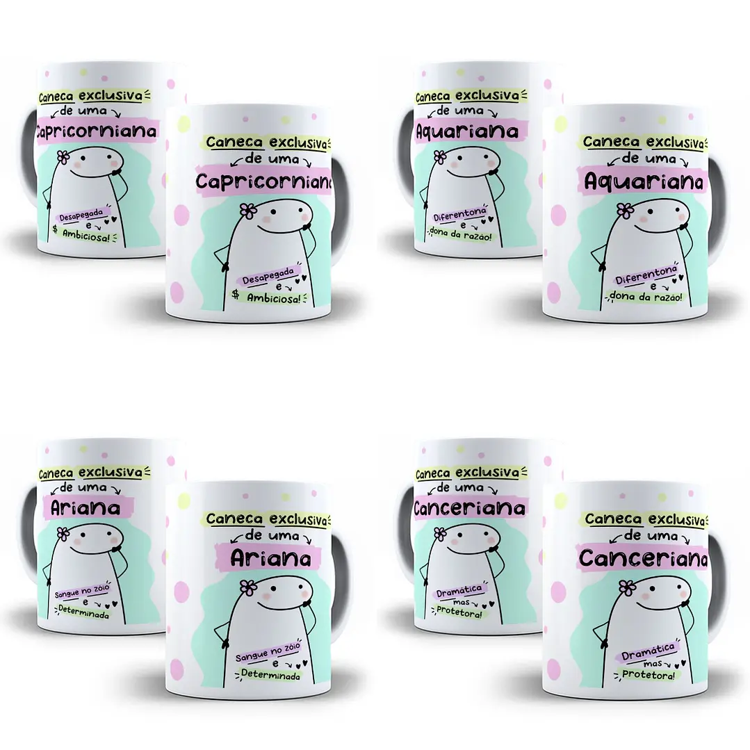 12 Artes Caneca Flork Signos 3.0 Arquivos Sublimação Jpeg 3