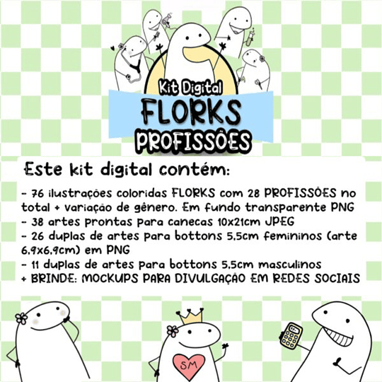 Kit Digital Flork Bento Profissões sem fundo Lt4 Arquivos Png